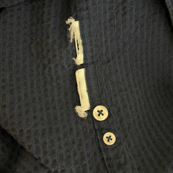 J Crew Mens Button Down XL 100% Organic Cotton Navy Blue Short Sleeve Slim Prep - Picture 5 of 5